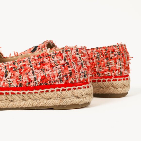 Chanel 21C Coral Tweed Grosgrain CC-Logo Espadrilles - Picture 9 of 13